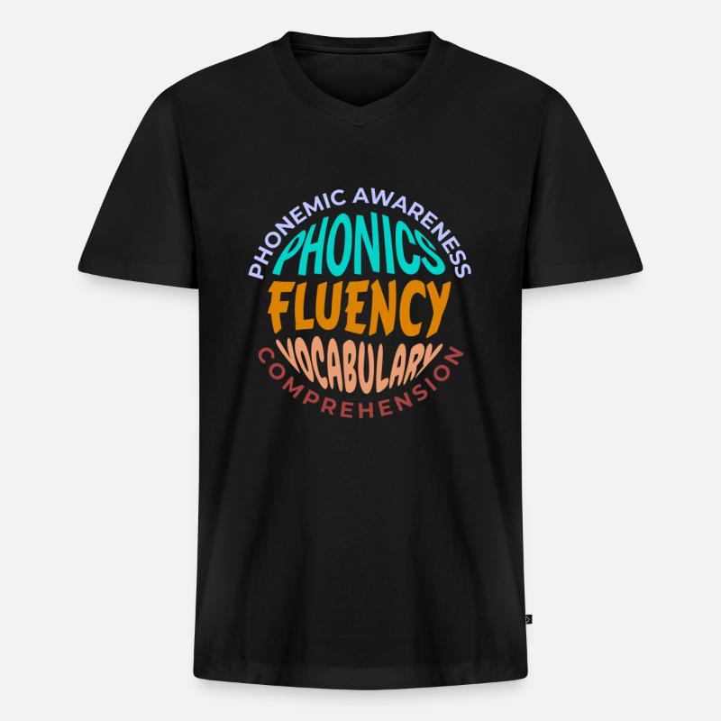 Phonics Fluency Vocabulary Sprache - Männer Premium Bio T-Shirt mit V-Ausschnitt - Schwarz