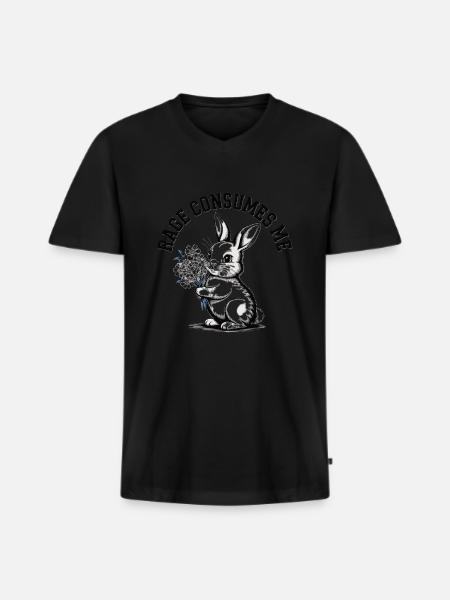 Rage Consumes Me Rabbit - Men's Premium Organic T-shirt with V-neck - black