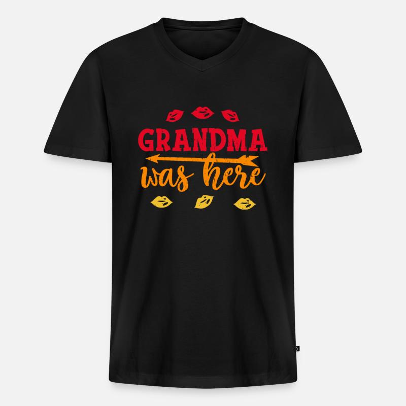 Oma war hier Großmutter - Männer Premium Bio T-Shirt mit V-Ausschnitt - Schwarz