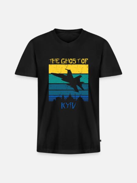 The Ghost Of kyiv - Men's Premium Organic T-shirt with V-neck - black