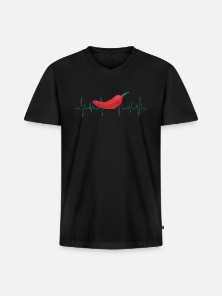 Jalapeno Chilischote Chili - Männer Premium Bio T-Shirt mit V-Ausschnitt - Schwarz