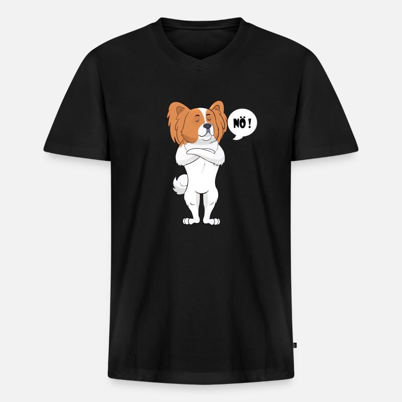 Papillon Hund - Papillon - Männer Premium Bio T-Shirt mit V-Ausschnitt - Schwarz