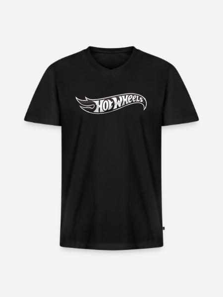 Hot Wheels Logo En Noir Et Blanc - T-shirt encolure en V Premium bio Homme - noir