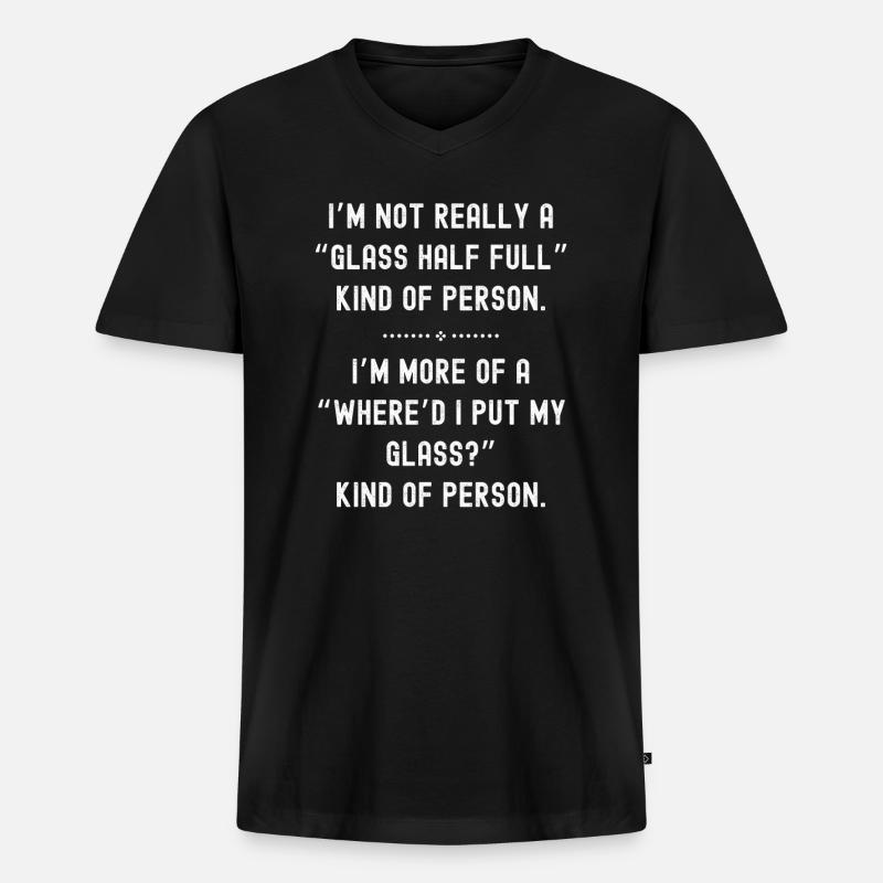 Glas halb voll oder leer - Männer Premium Bio T-Shirt mit V-Ausschnitt - Schwarz