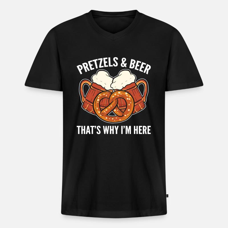 Brezel - Männer Premium Bio T-Shirt mit V-Ausschnitt - Schwarz