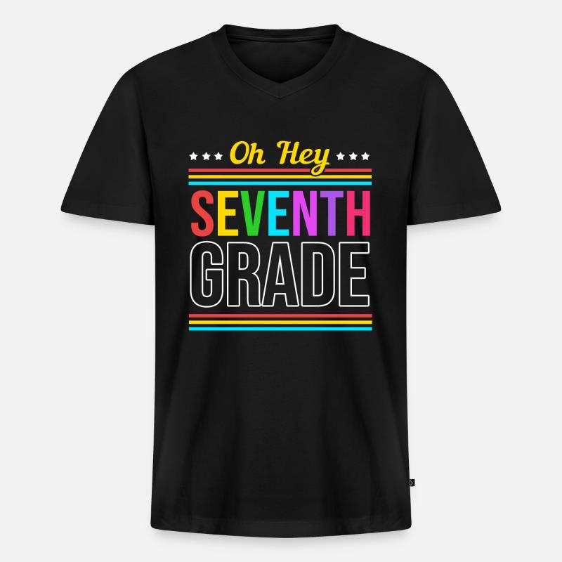 7. Klasse - Männer Premium Bio T-Shirt mit V-Ausschnitt - Schwarz