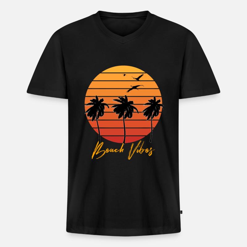 Sommer Sommer Sommer - Männer Premium Bio T-Shirt mit V-Ausschnitt - Schwarz