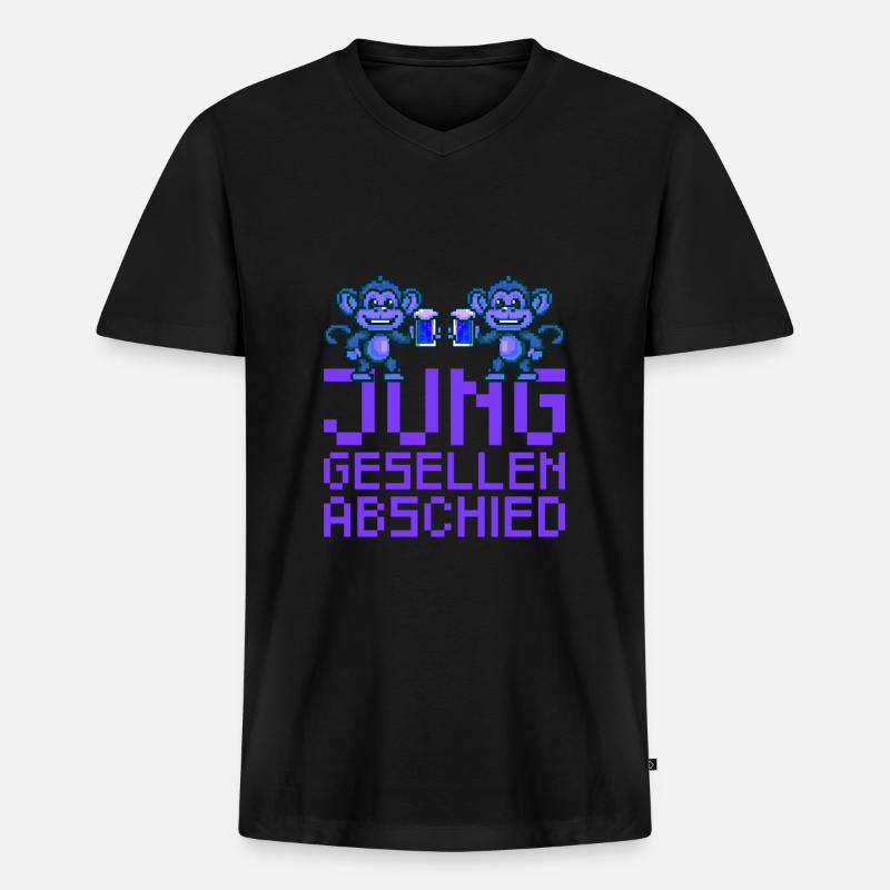 Affe Junggesellenabschied Party Jga - Männer Premium Bio T-Shirt mit V-Ausschnitt - Schwarz