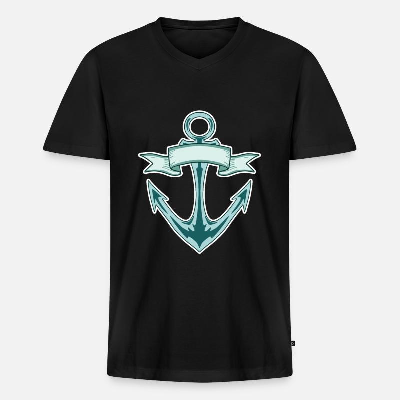 Anker - Männer Premium Bio T-Shirt mit V-Ausschnitt - Schwarz