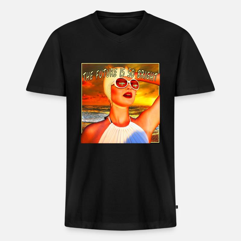 The Future is so bright - Männer Premium Bio T-Shirt mit V-Ausschnitt - Schwarz