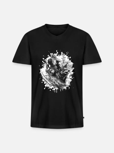 Viking Wolf Warrior Valhalla - Men's Premium Organic T-shirt with V-neck - black
