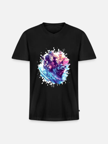 Viking Wolf Warrior Valhalla - Men's Premium Organic T-shirt with V-neck - black
