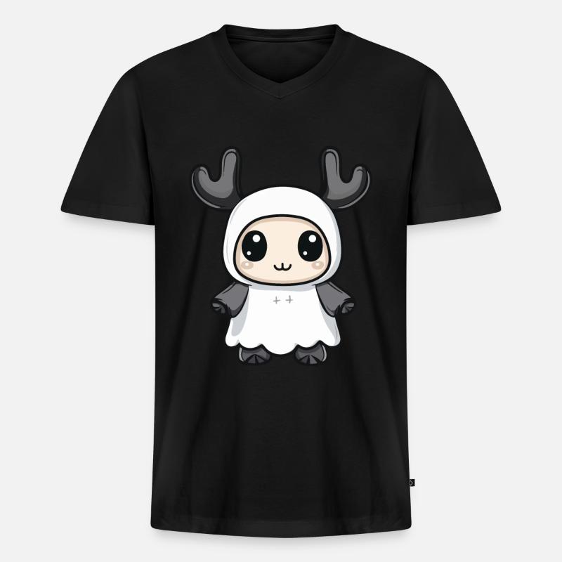 Elch Halloween Lustig Geist - Männer Premium Bio T-Shirt mit V-Ausschnitt - Schwarz