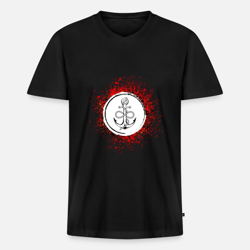 Anker Symbol - Männer Premium Bio T-Shirt mit V-Ausschnitt - Schwarz