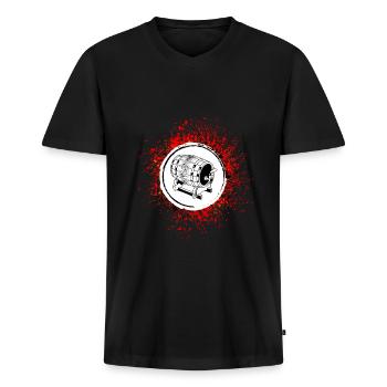 Baril de bière Brasserie de bière - T-shirt encolure en V Premium bio Homme - noir - Devant - Nico (187cm)