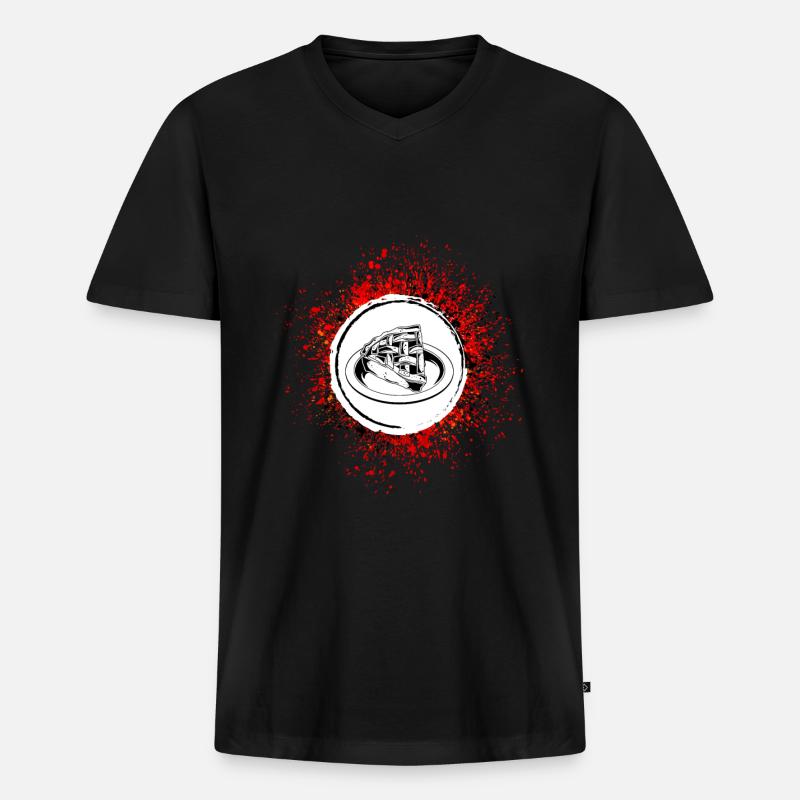 Apfelkuchen Backen - Männer Premium Bio T-Shirt mit V-Ausschnitt - Schwarz
