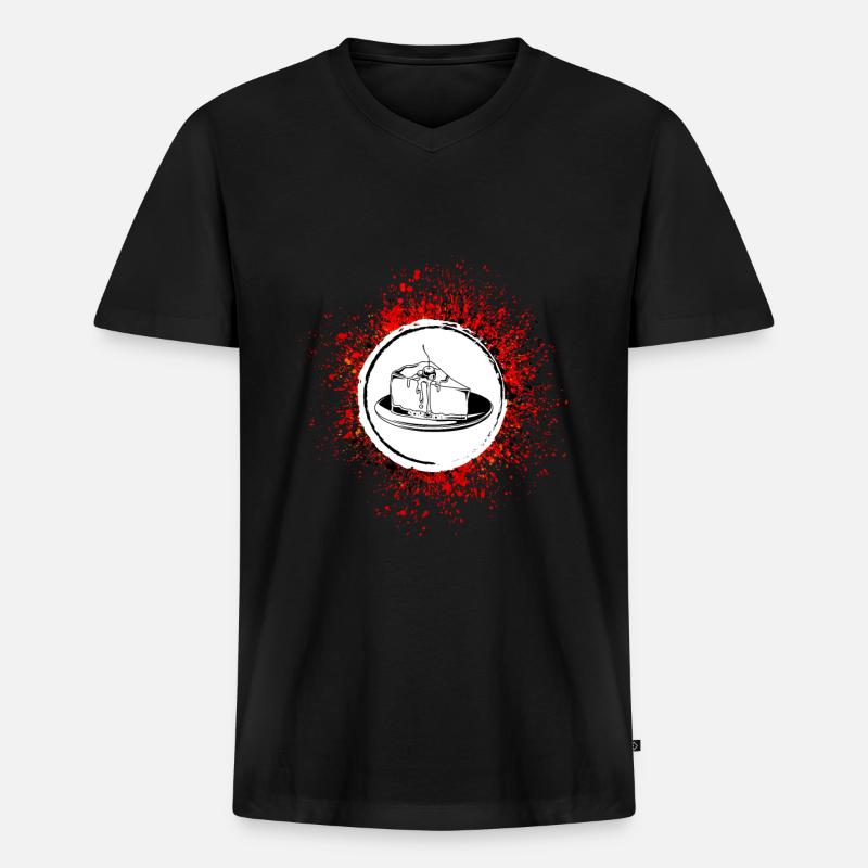 Käsekuchen Backen - Männer Premium Bio T-Shirt mit V-Ausschnitt - Schwarz