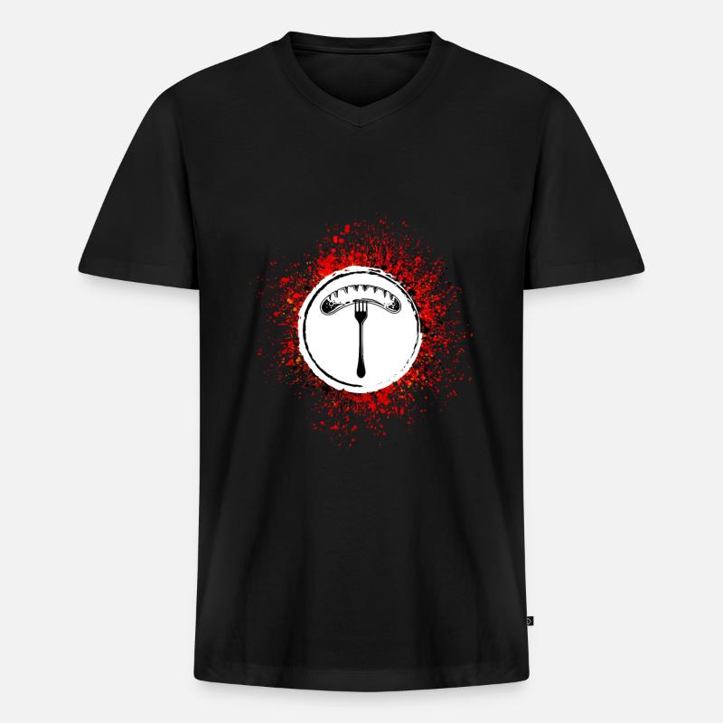 Bratwurst Wurst - Männer Premium Bio T-Shirt mit V-Ausschnitt - Schwarz