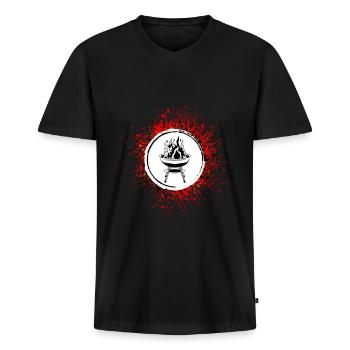 Steak Meat Grilling Bbq - Men's Premium Organic T-shirt with V-neck - black - Front - Nico (187cm)