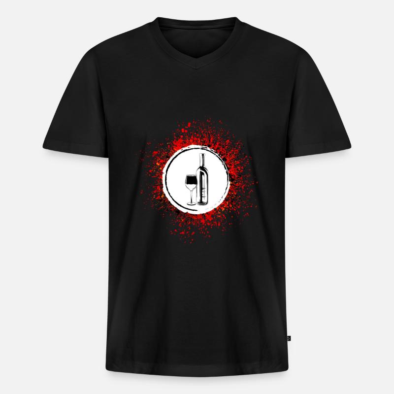 Wein Icon - Männer Premium Bio T-Shirt mit V-Ausschnitt - Schwarz