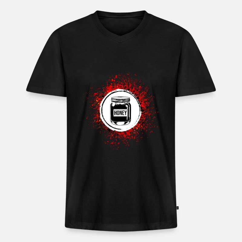 Honig symbol Imker - Männer Premium Bio T-Shirt mit V-Ausschnitt - Schwarz