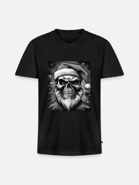 Santa Claus Skull - Men's Premium Organic T-shirt with V-neck - black
