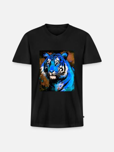 Tiger Portrait - Men's Premium Organic T-shirt with V-neck - black