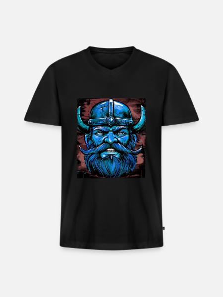 Wikinger Krieger Valhalla Odin - Männer Premium Bio T-Shirt mit V-Ausschnitt - Schwarz