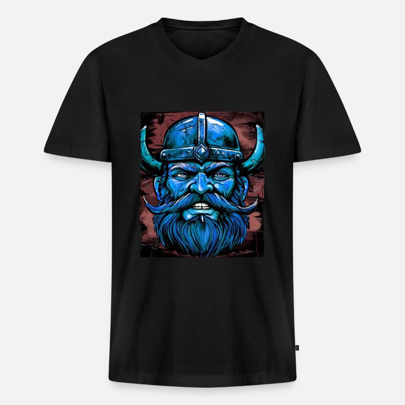 Wikinger Krieger Valhalla Odin - Männer Premium Bio T-Shirt mit V-Ausschnitt - Schwarz