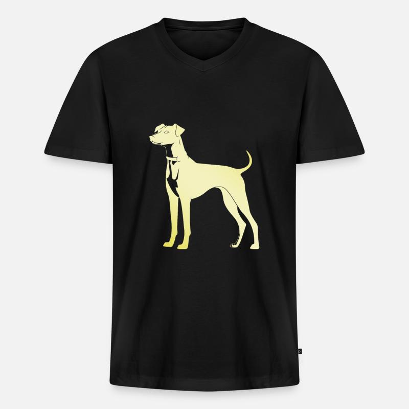 Whippet Hund Silhouette - Männer Premium Bio T-Shirt mit V-Ausschnitt - Schwarz