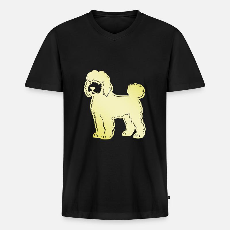 Poodle Hund Silhouette - Männer Premium Bio T-Shirt mit V-Ausschnitt - Schwarz