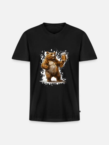 Bear Beer Funny - Men's Premium Organic T-shirt with V-neck - black