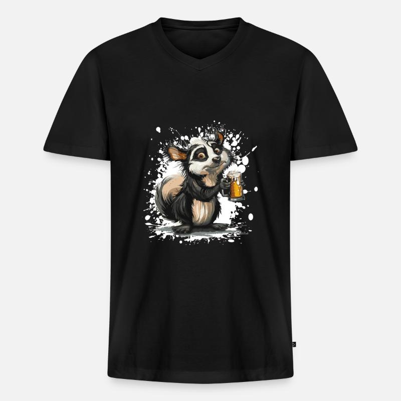 Stink Bier Lustig - Männer Premium Bio T-Shirt mit V-Ausschnitt - Schwarz