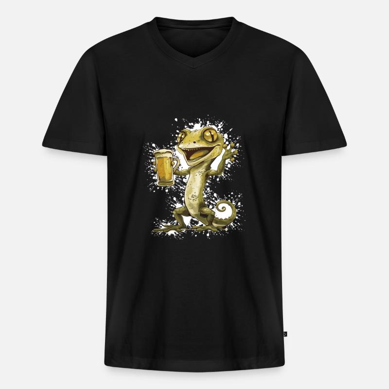 Echse Bier Lustig - Männer Premium Bio T-Shirt mit V-Ausschnitt - Schwarz