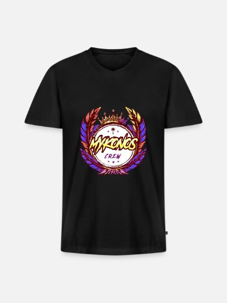 Mykonos Crew Bunt - Männer Premium Bio T-Shirt mit V-Ausschnitt - Schwarz