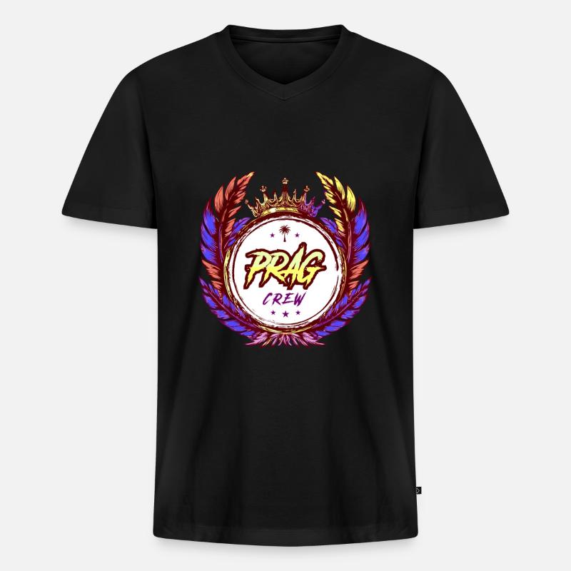 Prag Crew Bunt - Männer Premium Bio T-Shirt mit V-Ausschnitt - Schwarz