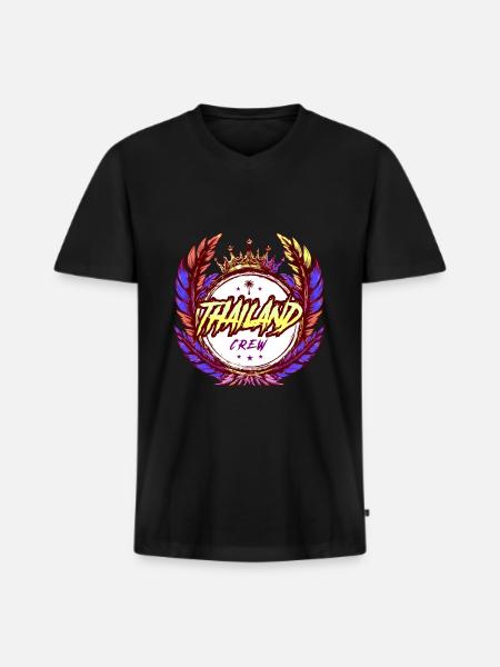 Thailand Crew Bunt - Männer Premium Bio T-Shirt mit V-Ausschnitt - Schwarz