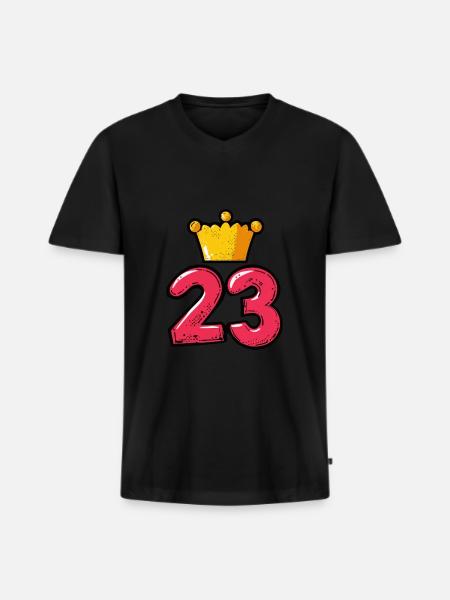 23 Number Crown - Men's Premium Organic T-shirt with V-neck - black