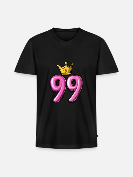 99 Number Crown - Men's Premium Organic T-shirt with V-neck - black