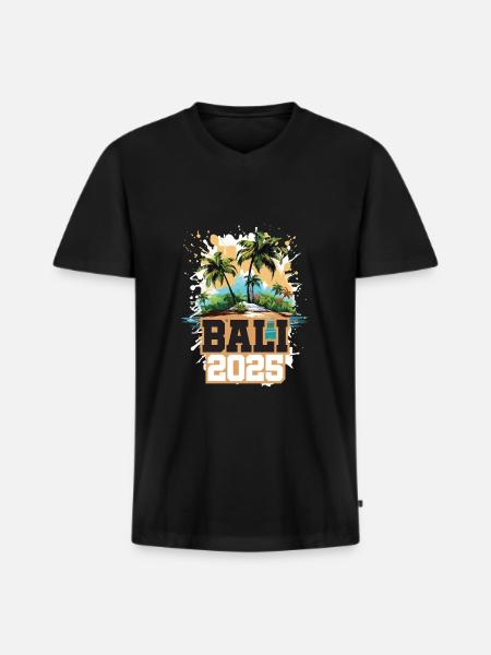 Bali 2025 Palm Trees - Men's Premium Organic T-shirt with V-neck - black