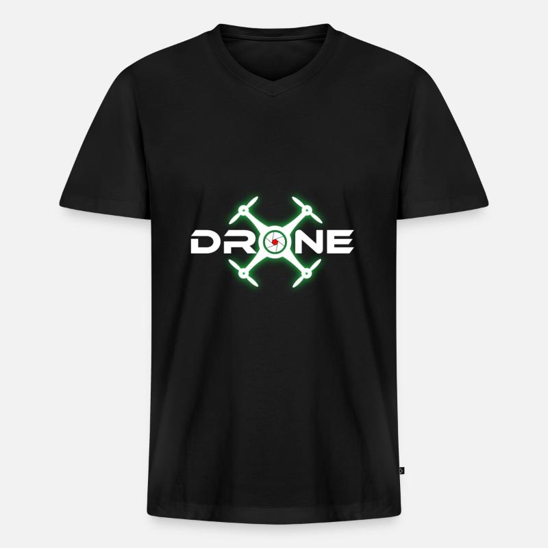 Drone Pilot Glow Effect - Männer Premium Bio T-Shirt mit V-Ausschnitt - Schwarz