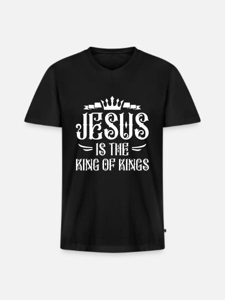 Jesus is king - Men's Premium Organic T-shirt with V-neck - black