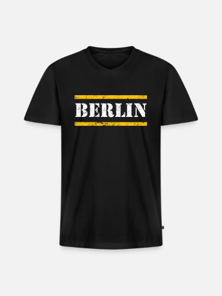 Berlin - Men's Premium Organic T-shirt with V-neck - black