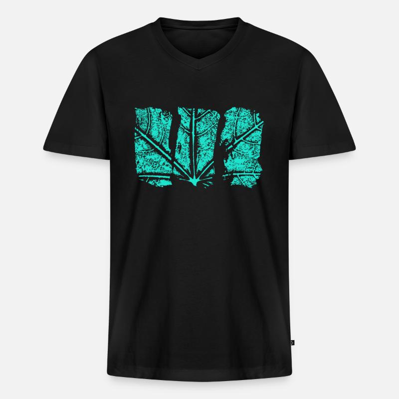 Blätter Struktur - Abstrakt Muster - Männer Premium Bio T-Shirt mit V-Ausschnitt - Schwarz