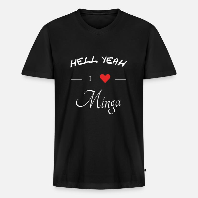 hell yeah i love minga - Männer Premium Bio T-Shirt mit V-Ausschnitt - Schwarz