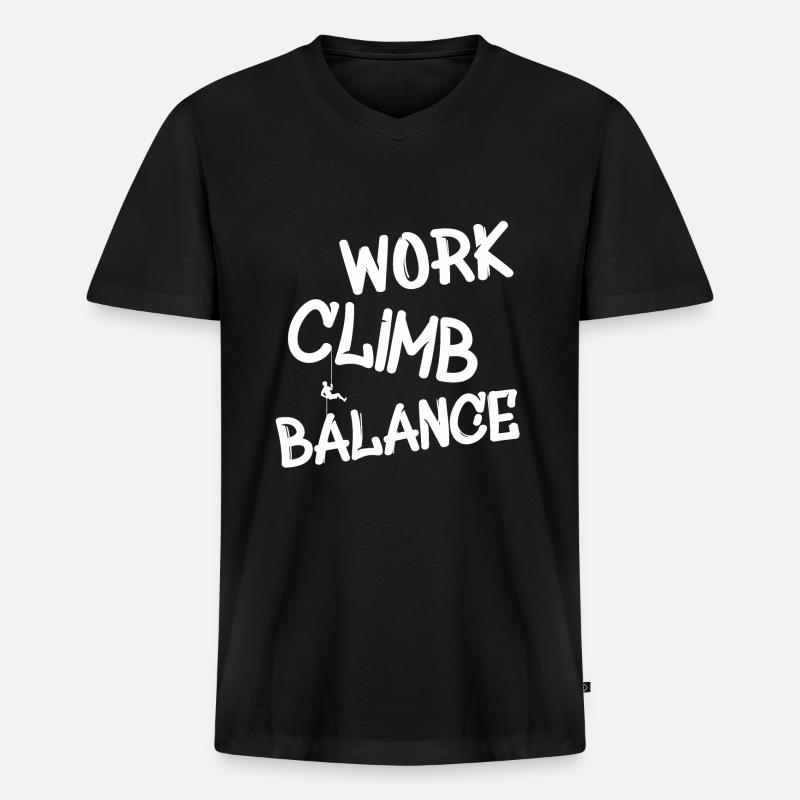Klettern Kletterer Climbing Abseilen - Männer Premium Bio T-Shirt mit V-Ausschnitt - Schwarz