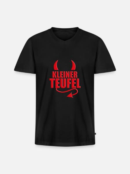 KLEINER TEUFEL - HALLOWEEN - TEUFELSHÖRNER - Männer Premium Bio T-Shirt mit V-Ausschnitt - Schwarz