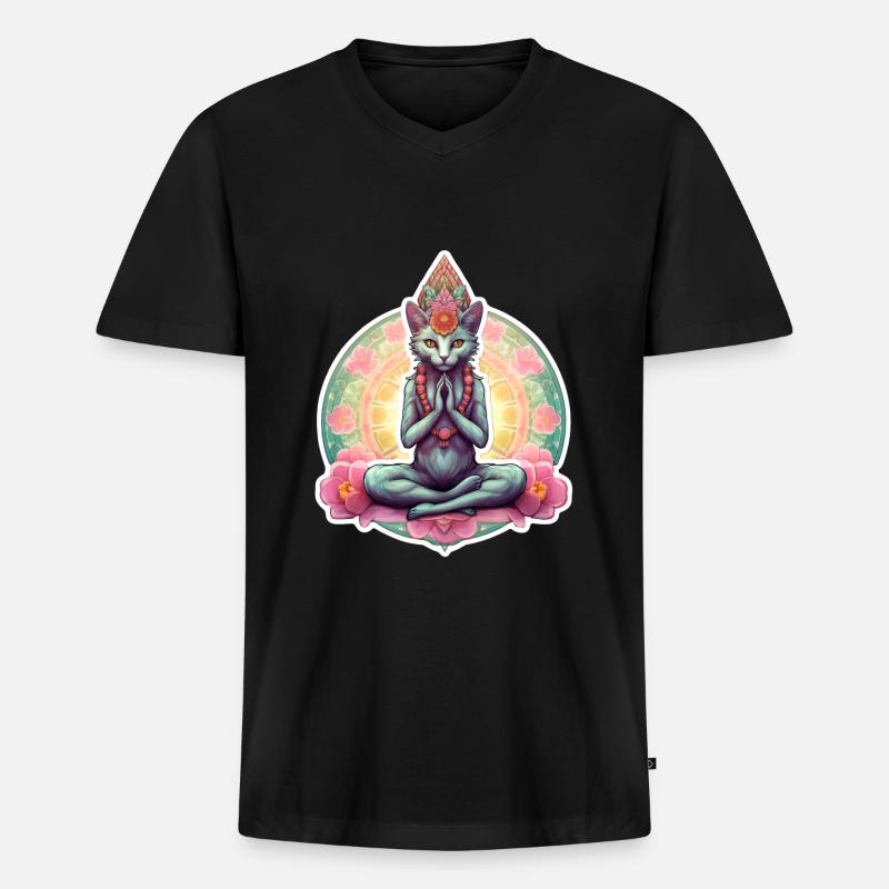 Sitz der Stille - Männer Premium Bio T-Shirt mit V-Ausschnitt - Schwarz