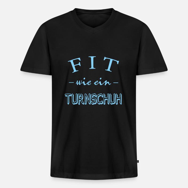 Fit wie ein Turnschuh - Männer Premium Bio T-Shirt mit V-Ausschnitt - Schwarz