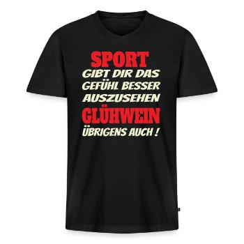 Weihnachten, Weihnachtsmarkt, Sport und Glühwein - Männer Premium Bio T-Shirt mit V-Ausschnitt - Schwarz - Vorne - Nico (187cm)